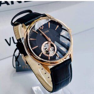 Bulova Men's Skeleton Black 41mm Watch